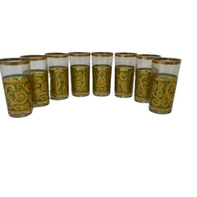 Vintage 1960s Culver Toledo Green Highball Glasses