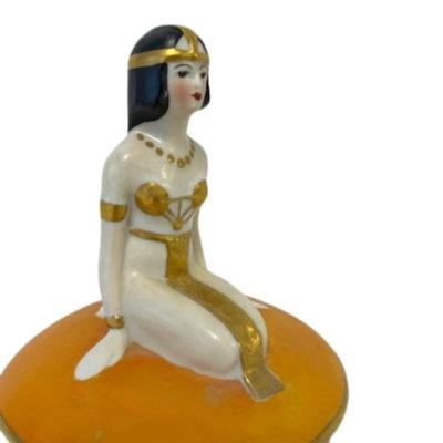 Vintage Fulper Egyptian Revival Figural Powder Box