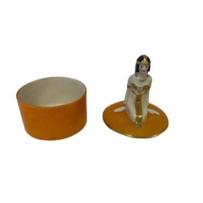 Vintage Fulper Egyptian Revival Figural Powder Box