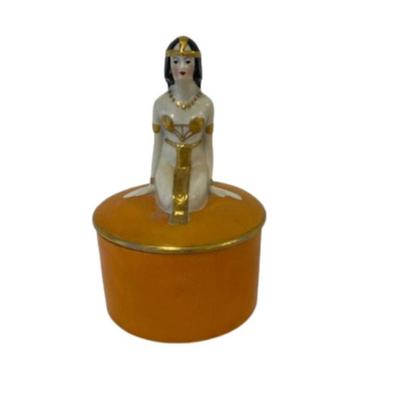 Vintage Fulper Egyptian Revival Figural Powder Box
