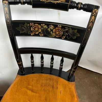 1121 Set of Four Hitchcock Solid Seat Armless Dining Chairs