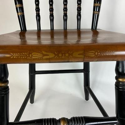 1121 Set of Four Hitchcock Solid Seat Armless Dining Chairs