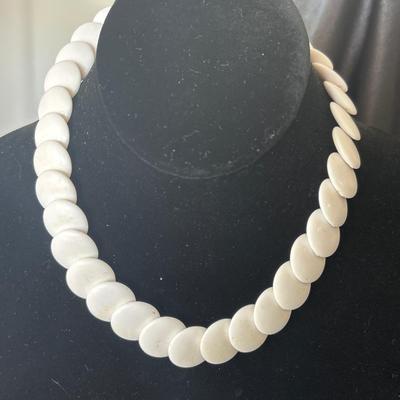 White circle beaded statement necklace