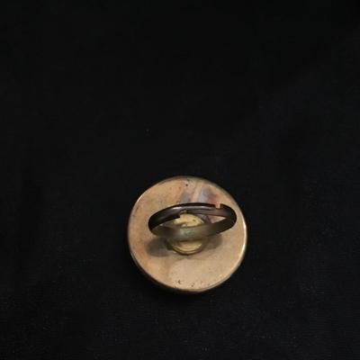 Vintage, gold, toned, black, and metallic tone, Adjustable ring
