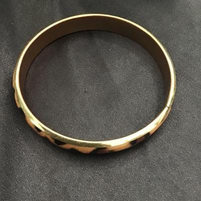 Brass and cheetah bangle bracelet