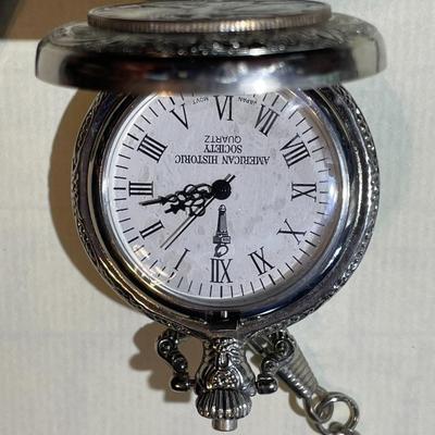 Vintage American Heritage Silver Half Dollar Coin Pocket Watch Needs Battery & Still has the New Plastic on the Crystal.