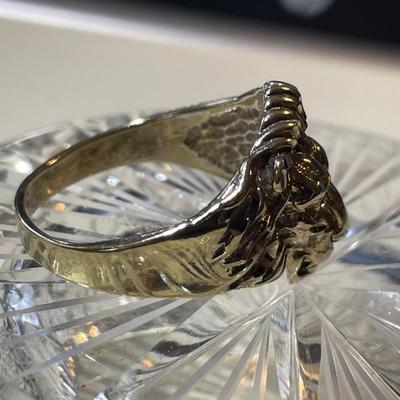 Vintage His or Hers Sterling Silver Lions Ring Size 10-1/2 in Good Preowned Condition.