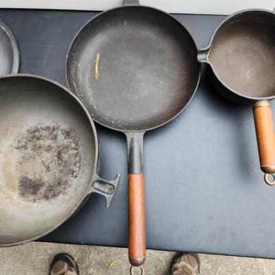 Vintage Le Creuset Pots & Pans 17 & 26 Wood Handles