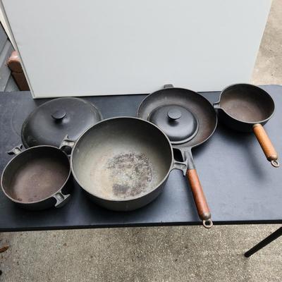 Vintage Le Creuset Pots & Pans 17 & 26 Wood Handles
