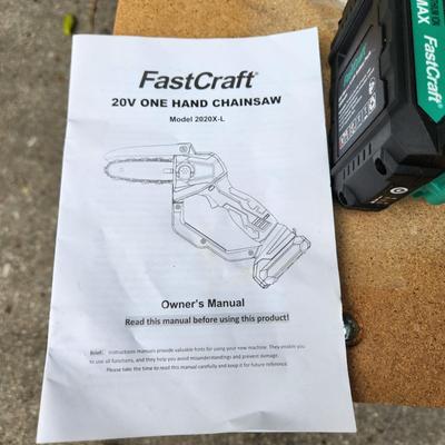 Fastcraft 20v One Hand Chain Saw Tested w Extra Battery Chain & Charger