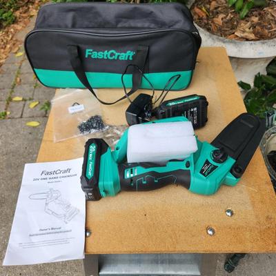 Fastcraft 20v One Hand Chain Saw Tested w Extra Battery Chain & Charger