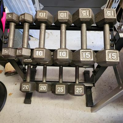 Dumbbell Weights and Rack 5,10,15, 20 25 LB sets
