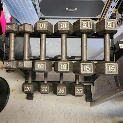 Dumbbell Weights and Rack 5,10,15, 20 25 LB sets
