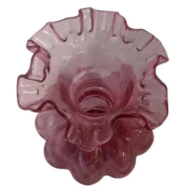 Fenton Diamond Optic Ruby Overlay Melon Vase