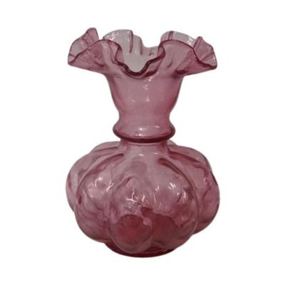 Fenton Diamond Optic Ruby Overlay Melon Vase
