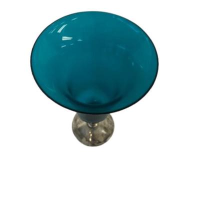 Gorham Blue Glass Vase with Weighted Sterling Base