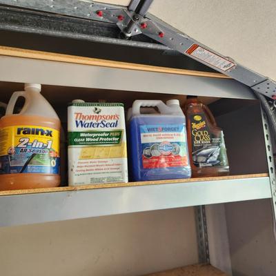 Shelf Lot of Households Cleaning, Weed Control, Car wash Liquids