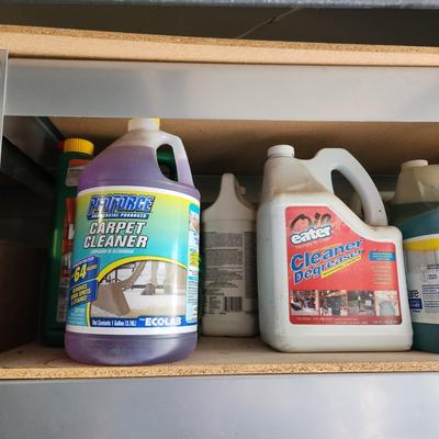 Shelf Lot of Households Cleaning, Weed Control, Car wash Liquids