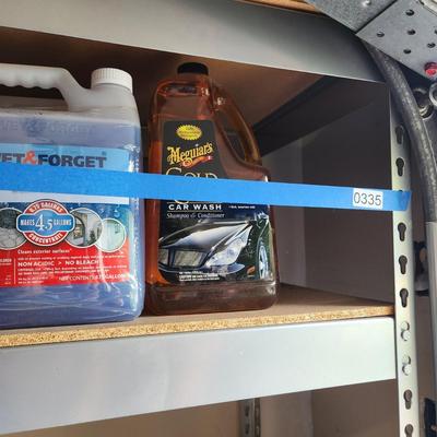 Shelf Lot of Households Cleaning, Weed Control, Car wash Liquids