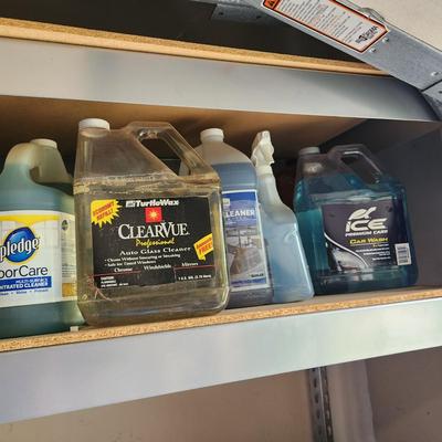 Shelf Lot of Households Cleaning, Weed Control, Car wash Liquids