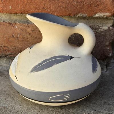 Native American Gray Feather Pitcher