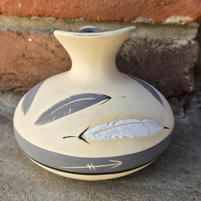 Native American Gray Feather Pitcher