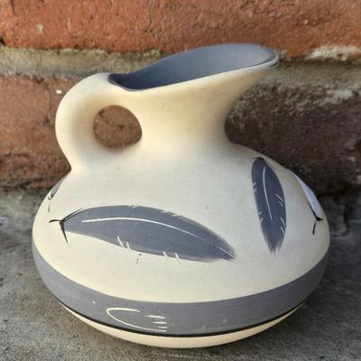 Native American Gray Feather Pitcher