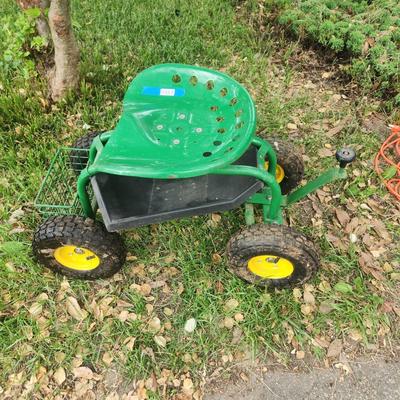 Green Garden Work Mobile Cart W Swivel Seat