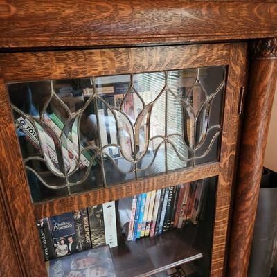 Vintage Tiger Oak Glass Front Book Display Case 48" l 58" H