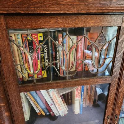 Vintage Tiger Oak Glass Front Book Display Case 48" l 58" H