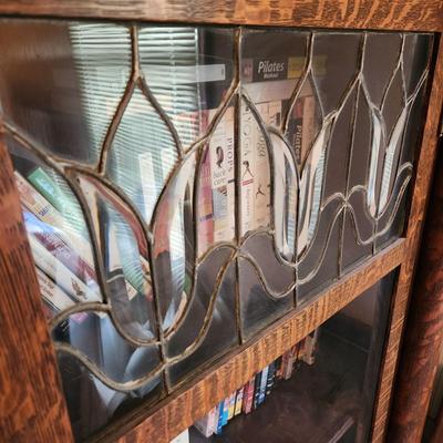 Vintage Tiger Oak Glass Front Book Display Case 48" l 58" H