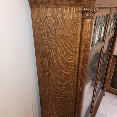 Vintage Tiger Oak Glass Front Book Display Case 48" l 58" H