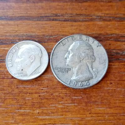 LOT 54 TWO 1964 SILVER COINS