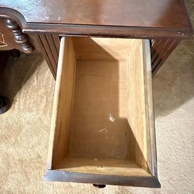 Antique Solid Wood Mirrored Vanity with Stool