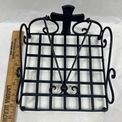 Napkin (or other paper) Holder black wrought iron with cross / crucifix