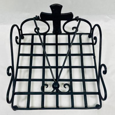 Napkin (or other paper) Holder black wrought iron with cross / crucifix