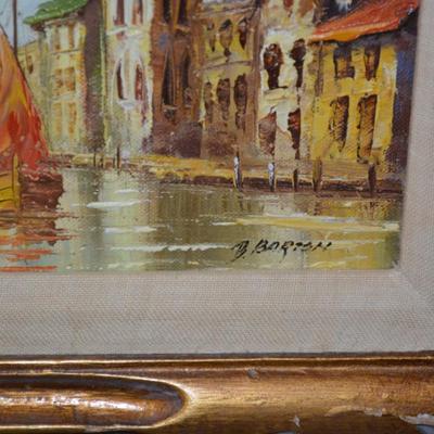 Vintage Original Oil Painting in Ornate Wood Gold Tone Frame