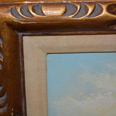 Vintage Original Oil Painting in Ornate Wood Gold Tone Frame