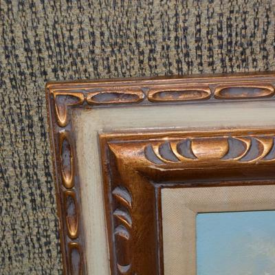 Vintage Original Oil Painting in Ornate Wood Gold Tone Frame