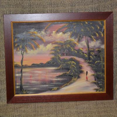 Signed Original On Canvas Art from Tanzania 23.75”x19.75”