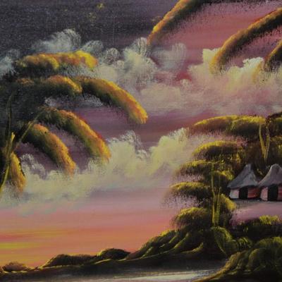 Signed Original On Canvas Art from Tanzania 23.75”x19.75”