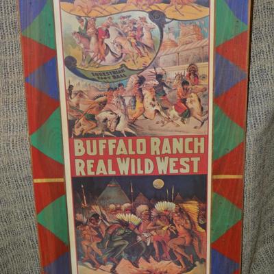 Vintage Buffalo Ranch Real Wild West Poster in Hand Painted Wood Frame