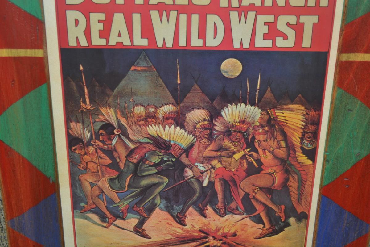 Vintage Buffalo Ranch Real Wild West Poster in Hand Painted Wood Frame