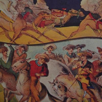 Vintage Buffalo Ranch Real Wild West Poster in Hand Painted Wood Frame