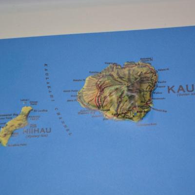 Hawaiian Islands Natural Color (NCR) Series 3D Raised Relief Map