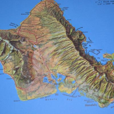 Hawaiian Islands Natural Color (NCR) Series 3D Raised Relief Map