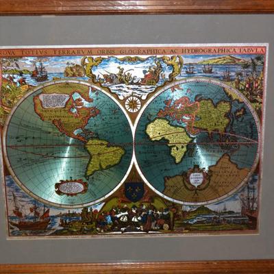 Vintage Metal Etching World Map Imported from England 23”x18.75”