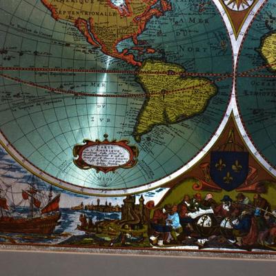 Vintage Metal Etching World Map Imported from England 23”x18.75”