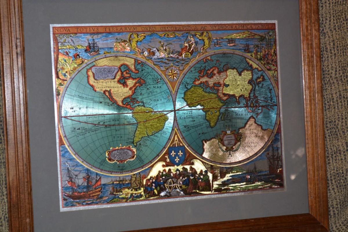 Vintage Metal Etching World Map Imported from England 23”x18.75”