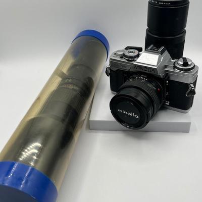 LOT 99: Minolta XG-M Film Camera plus Lenses including 500mm Zoom